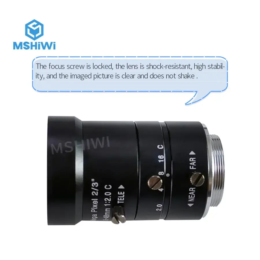 3.0MP 16-48mm  2/3" F2.0 Manual Focus Lens For Vision Inspection