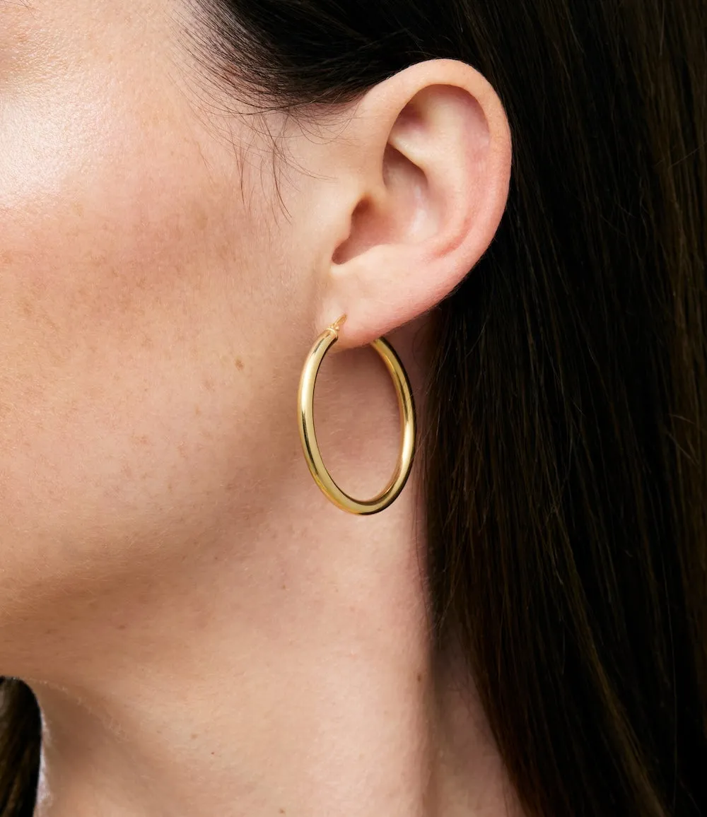 35mm Classic Slim Gold Hoop Earrings