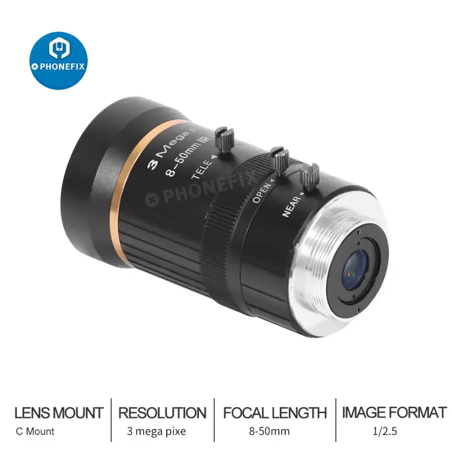 3MP 8-50mm 1/2.5″ F1.4 C Mount Lens for CCTV Industrial Camera