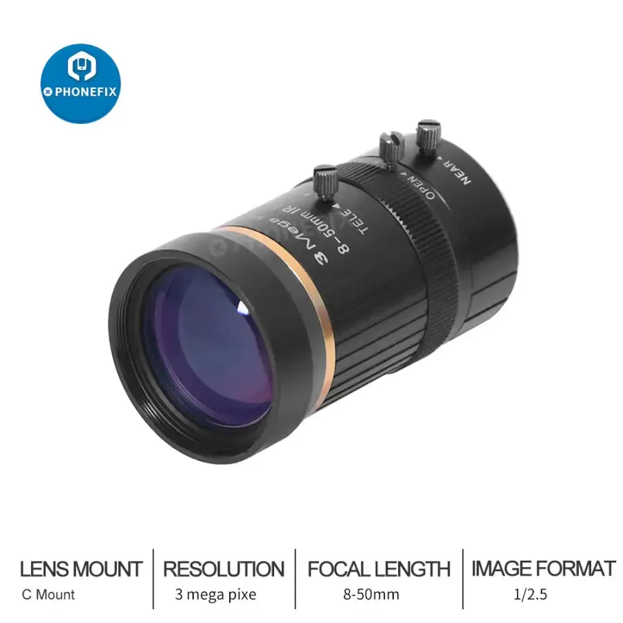 3MP 8-50mm 1/2.5″ F1.4 C Mount Lens for CCTV Industrial Camera