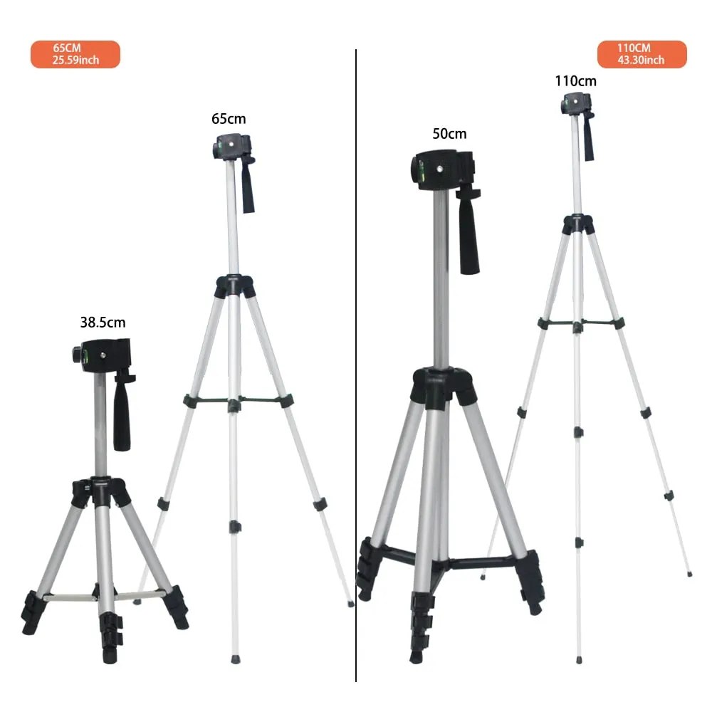 65cm 110cm Mini Tripod Professional Foldable Camera Holder Stand Bracket 360 Degree Tripod Stabilizer Aluminum Phone Holder Clip