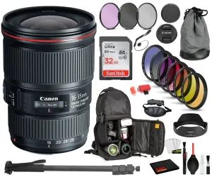 Canon EF 16-35mm f/4L IS USM Lens (9518B002) with Bundle  Includes:  9PC Filter Kit, Sandisk 32GB SD   More