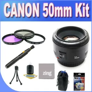 Canon EF 50mm f/1.8 II Camera Lens   3 Piece Filter Kit w/Case   Lens Pouch   Microfiber Cleaning Cloth   Lens Pen Cleaner   Accessory Saver Bundle