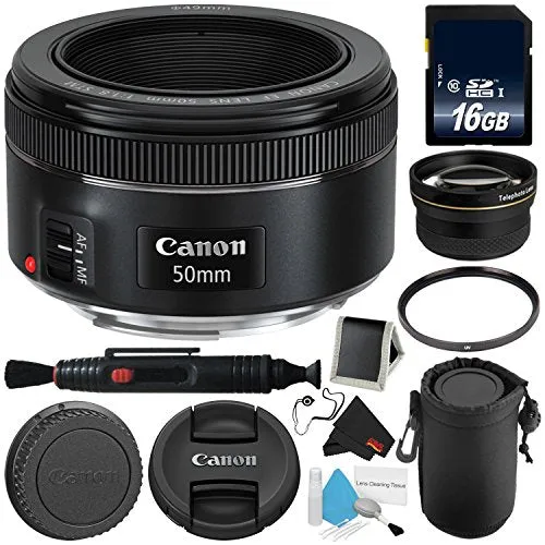 Canon EF 50mm f/1.8 STM Lens 0570C002 - Advanced Bundle - International Version