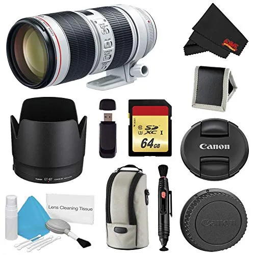 Canon EF 70-200mm f/2.8L is III USM Lens Bundle w/ 64GB Memory Card   Accessories (International Model)