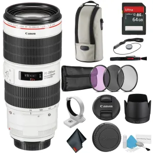 Canon EF 70-200mm f/2.8L is III USM Telephoto Zoom Lens - Bundle with 64GB Memory Card -International Model