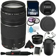 Canon EF 75-300mm f/4-5.6 III Telephoto Zoom Lens 6473A003   Lens Pen Cleaner   Deluxe Lens Pouch   58mm 3 Piece Filter Kit   MicroFiber Cloth Bundle