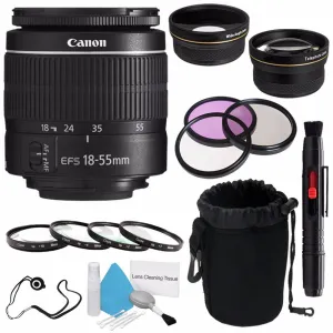 Canon EF-S 18-55mm f/3.5-5.6 III Lens (International Model)   58mm Wide Angle Lenses   58mm Macro Close Up Kit   58mm 3