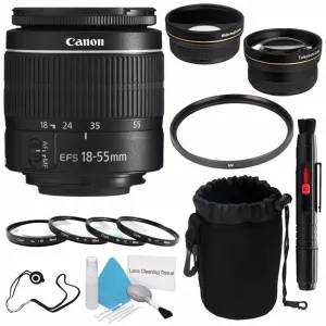 Canon EF-S 18-55mm f/3.5-5.6 III Lens (International Model)   58mm Wide Angle Lenses   58mm Macro Close Up Kit   58mm UV Ultimate Bundle