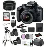 Canon EOS 4000D (Rebel T100) EF-S 18-55mm and EF 50mm f/1.8 STM Lens Bundle �SanDisk 32gb    Filters   - International