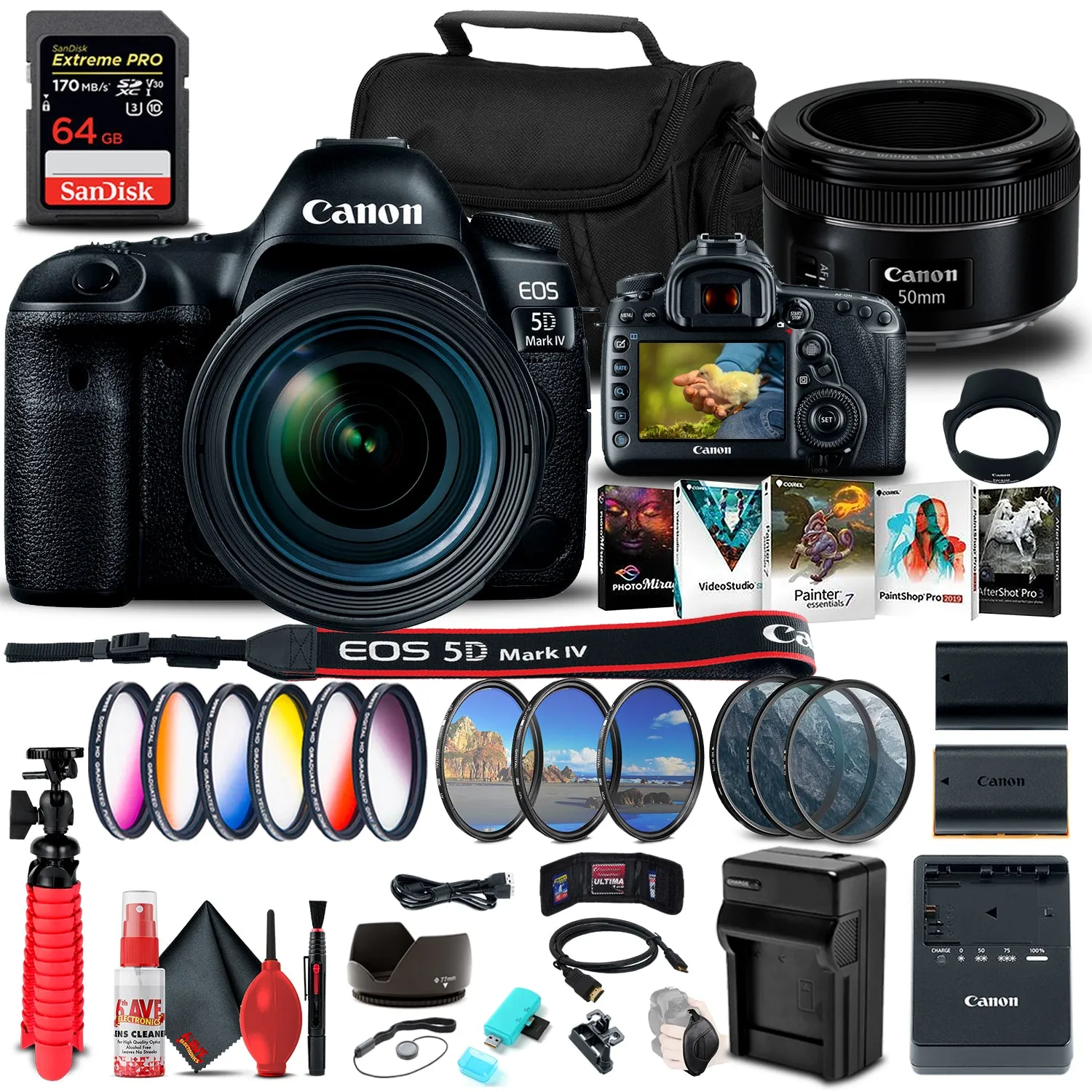 Canon EOS 5D Mark IV DSLR Camera with 24-70mm f/4L Lens (1483C018)  Innovative Bundle