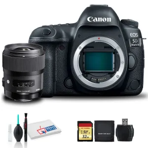 Canon EOS 5D Mark IV DSLR Camera with Sigma 35mm f/1.4 DG HSM Art Lens, Lens Cleaning Kit, 32GB Memory Kit, More (Intl Model)