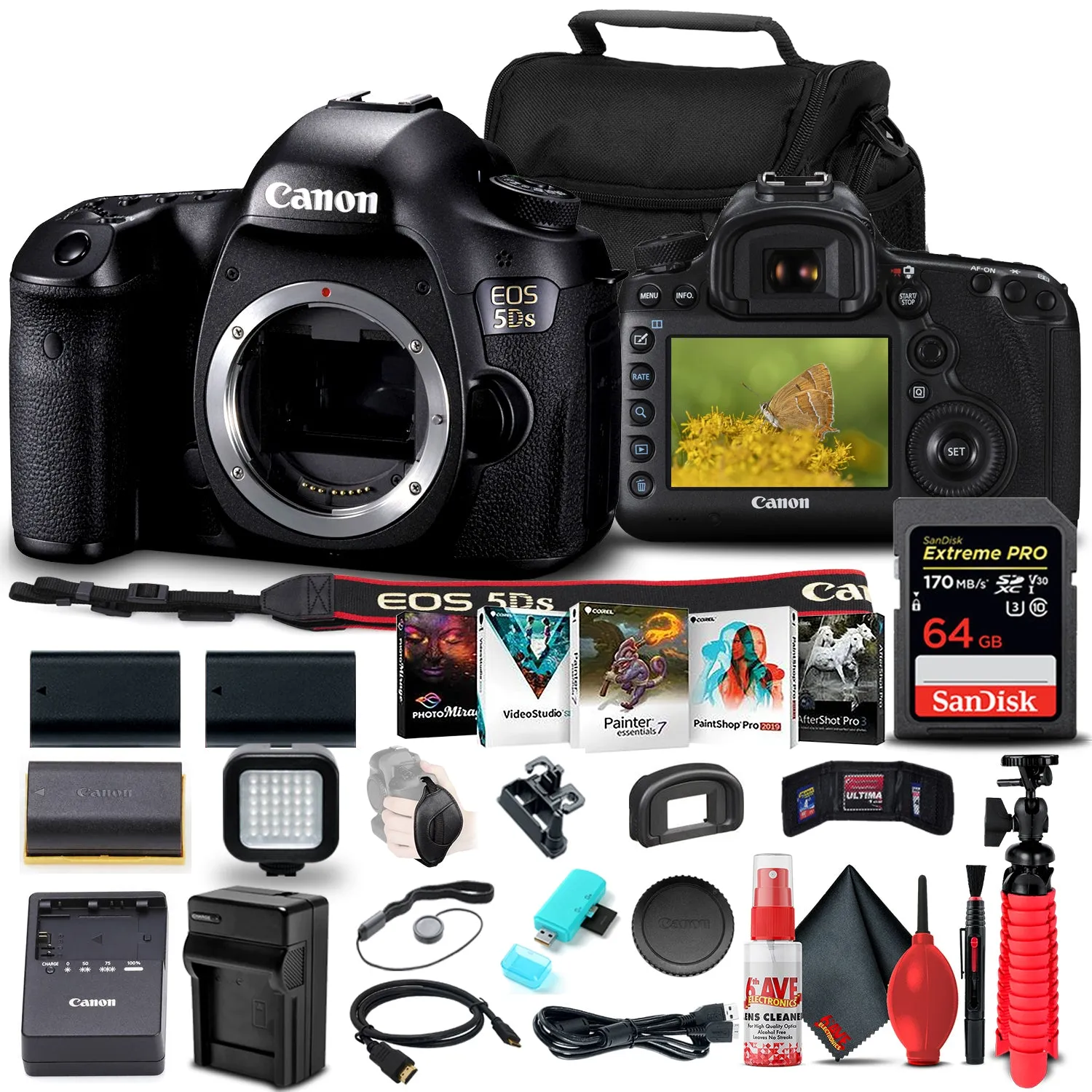 Canon EOS 5DS DSLR Camera (Body Only) (0581C002)   64GB Card   More Bundle