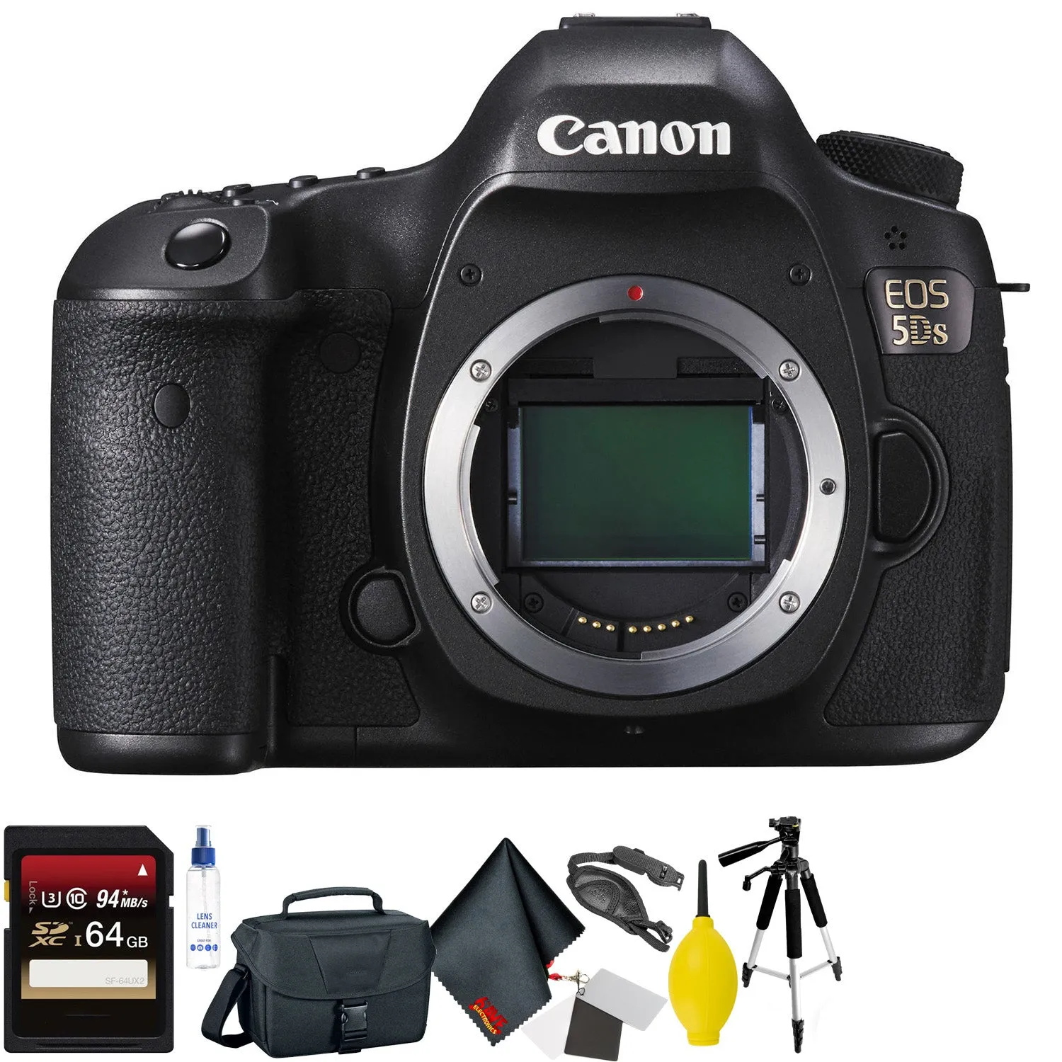 Canon EOS 5DS DSLR Camera (Body Only)   64GB Memory Card   Mega Accessory Kit   1 Year Warranty Bundle