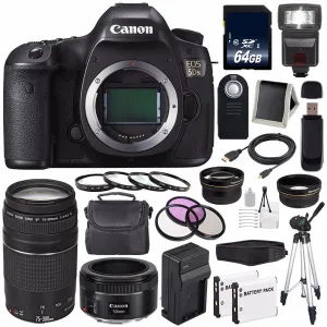 Canon EOS 5DS DSLR Camera (International Model) 0581C002   Canon EF 75-300 III  EF 50mm f/1.8 STM Lens Base Bundle