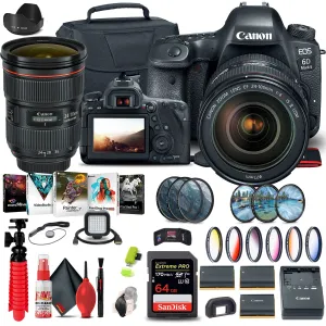 Canon EOS 6D Mark II Camera with 24-105mm f/4L II Lens (1897C009) Flexible Tripod Bundle