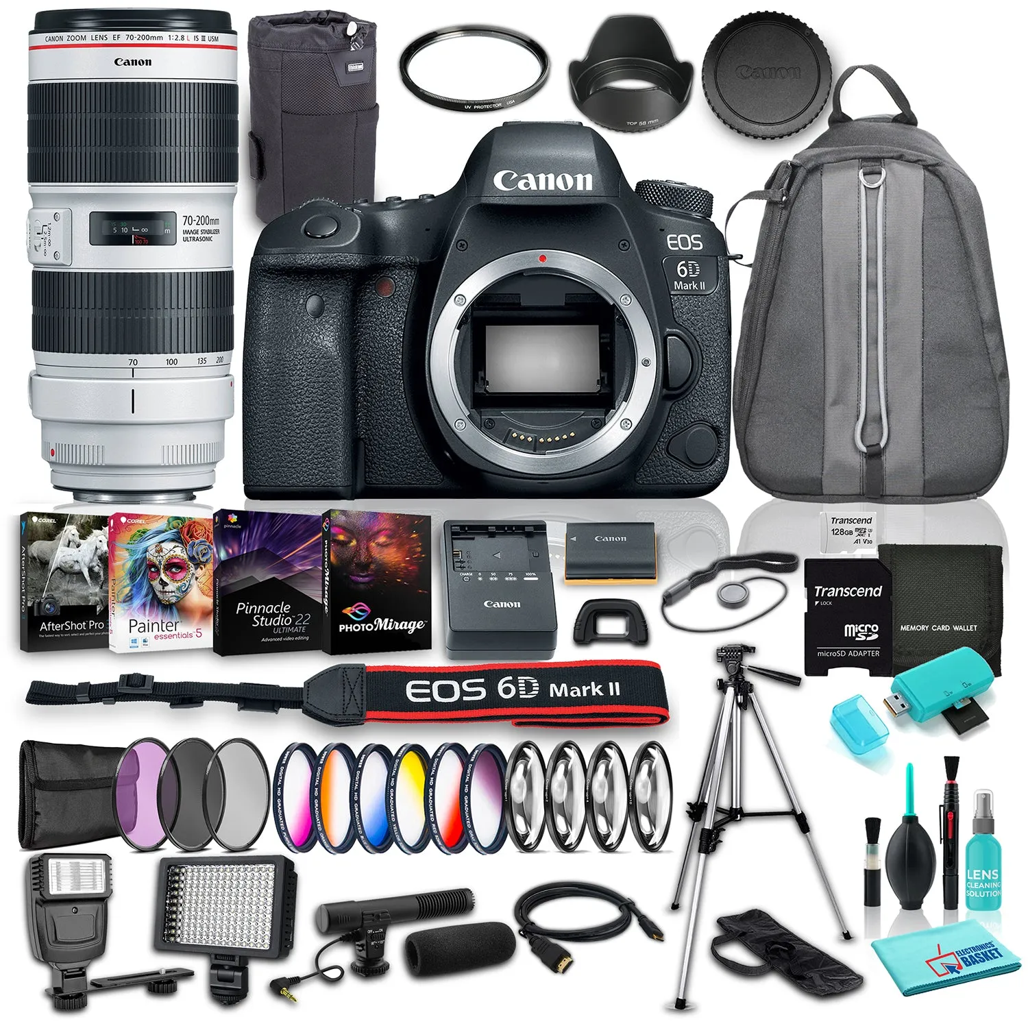 Canon EOS 6D Mark II DSLR Camera (Body Only), 26.2MP Full-Frame CMOS Sensor w/ 19 Piece Accessories