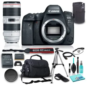 Canon EOS 6D Mark II DSLR Camera (Body Only), 26.2MP Full-Frame CMOS Sensor w/ 6 Piece Accessories