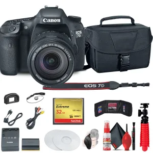 Canon EOS 7D DSLR Camera with 18-135mm Kit (3814B016)   32GB Compact Flash Card Base Bundle