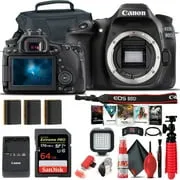 Canon EOS 80D DSLR Camera (Body Only) (1263C004)   64GB Card   Case Pro Bundle