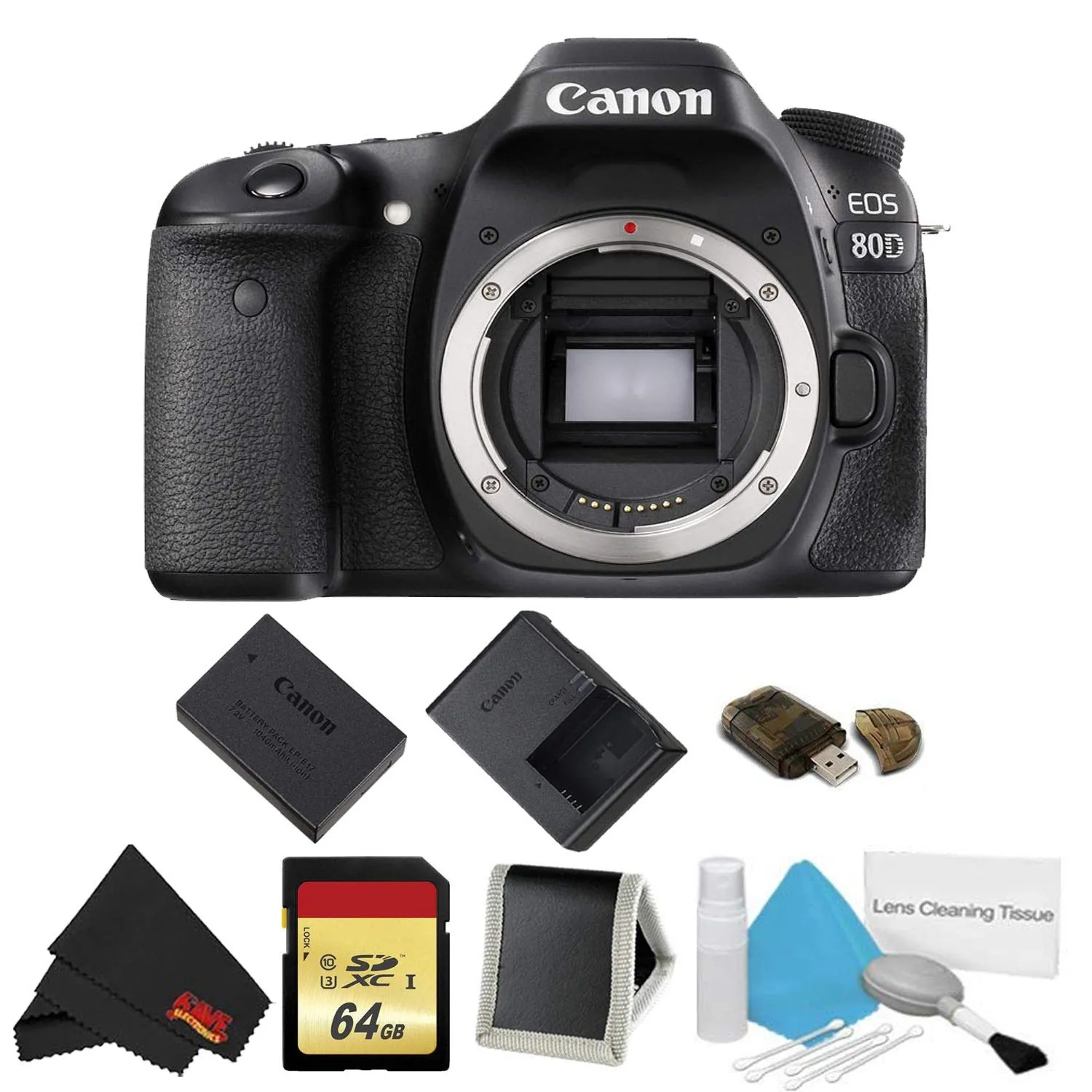 Canon EOS 80D DSLR Camera Memory Accessory Bundle (International Model)