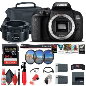 Canon EOS Rebel 800D / T7i DSLR Camera   Canon EF 50mm Lens   64GB Graphic Bundle