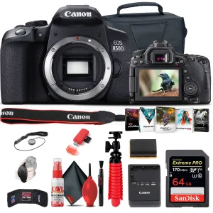 Canon EOS Rebel 850D / T8i DSLR Camera   64GB Memory Card   Case Base Bundle