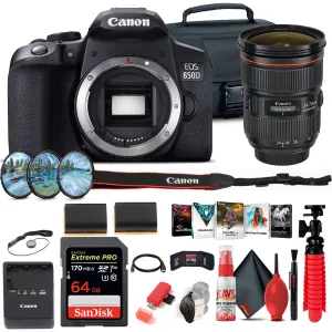 Canon EOS Rebel 850D / T8i DSLR Camera   Canon EF 24-70mm Lens Storage Bundle