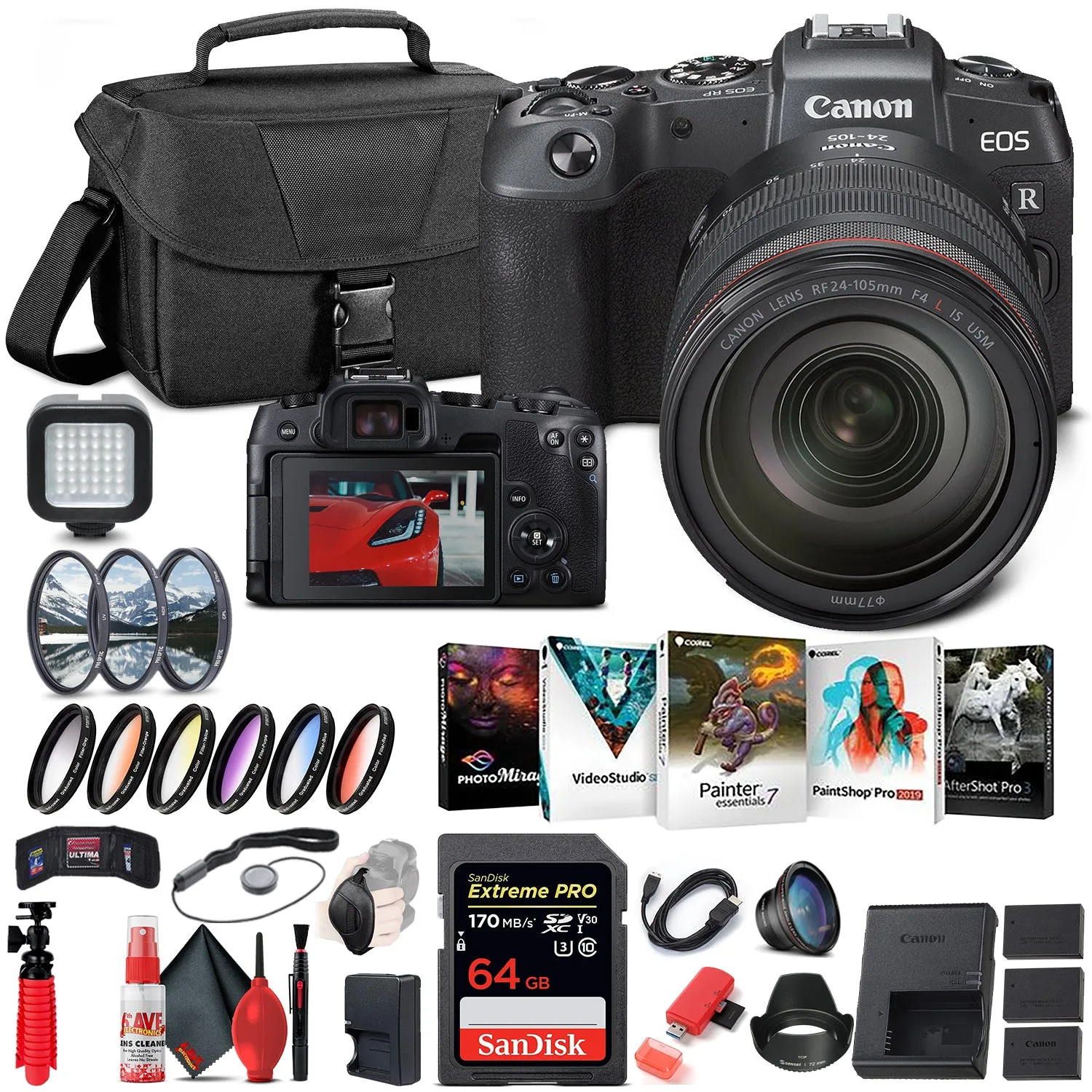 Canon EOS RP Mirrorless Camera with 24-105mm Lens (3380C012)   64GB Pro Bundle