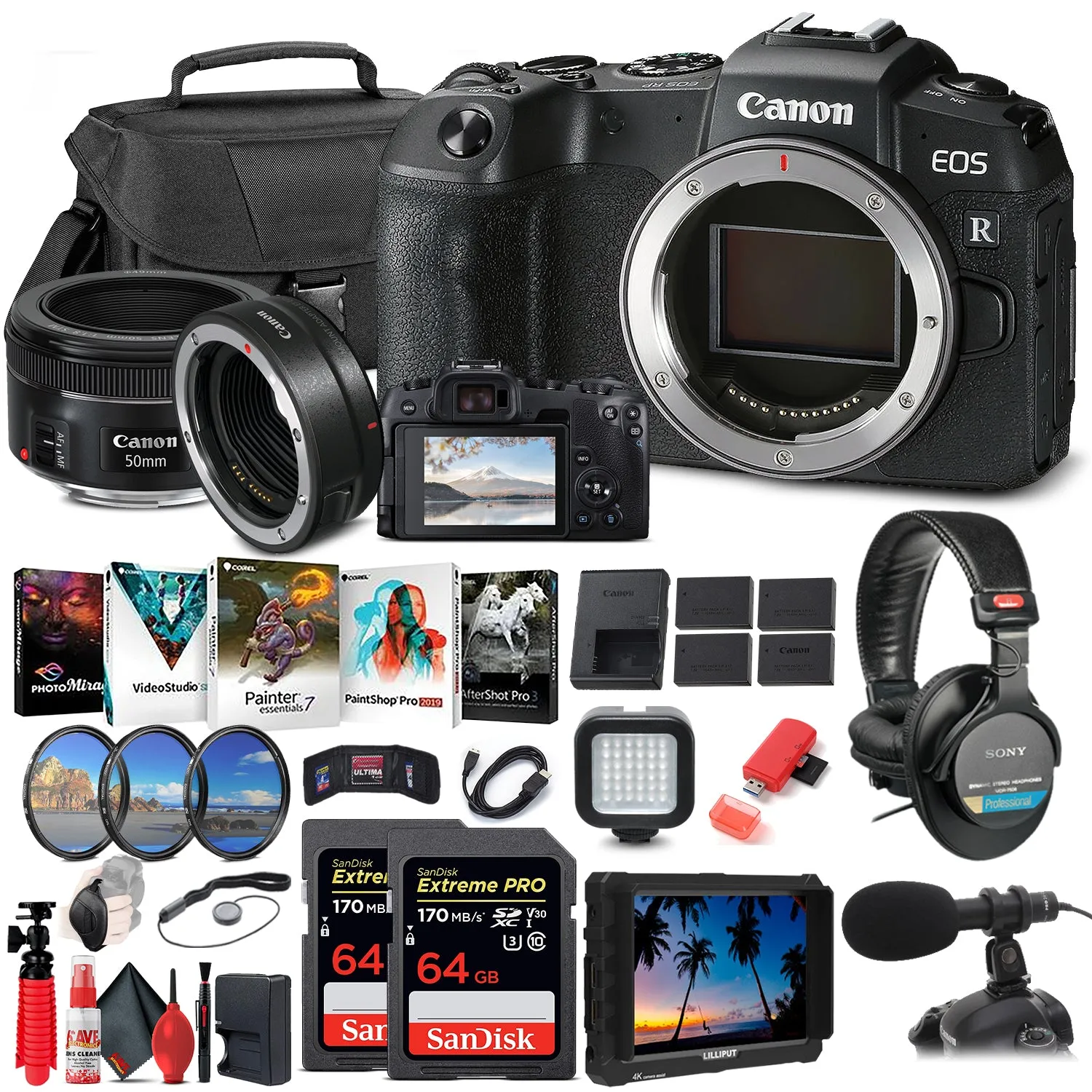 Canon EOS RP Mirrorless Digital Camera (3380C002)   4K Monitor Ultimate Bundle