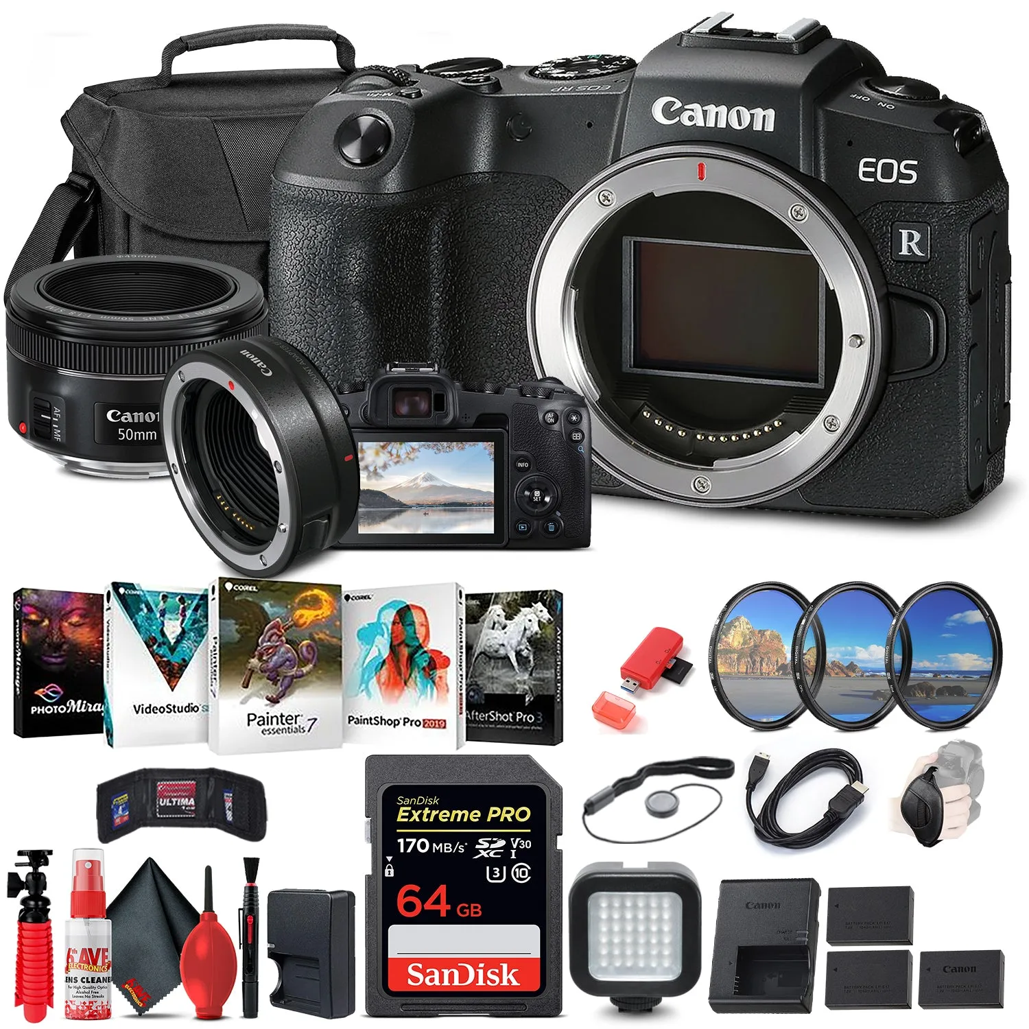 Canon EOS RP Mirrorless Digital Camera (3380C002)   EF 50mm Storage Bundle