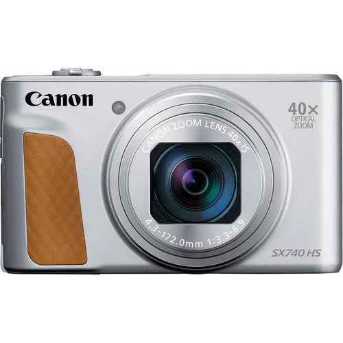 Canon PowerShot SX740 Digital Camera (Silver) with LED Light, Memory Card Bundle