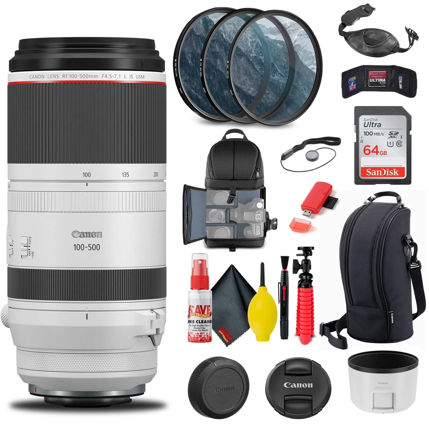 Canon RF 100-500mm f/4.5-7.1L IS USM Lens (4112C002)   Filter Kit   More