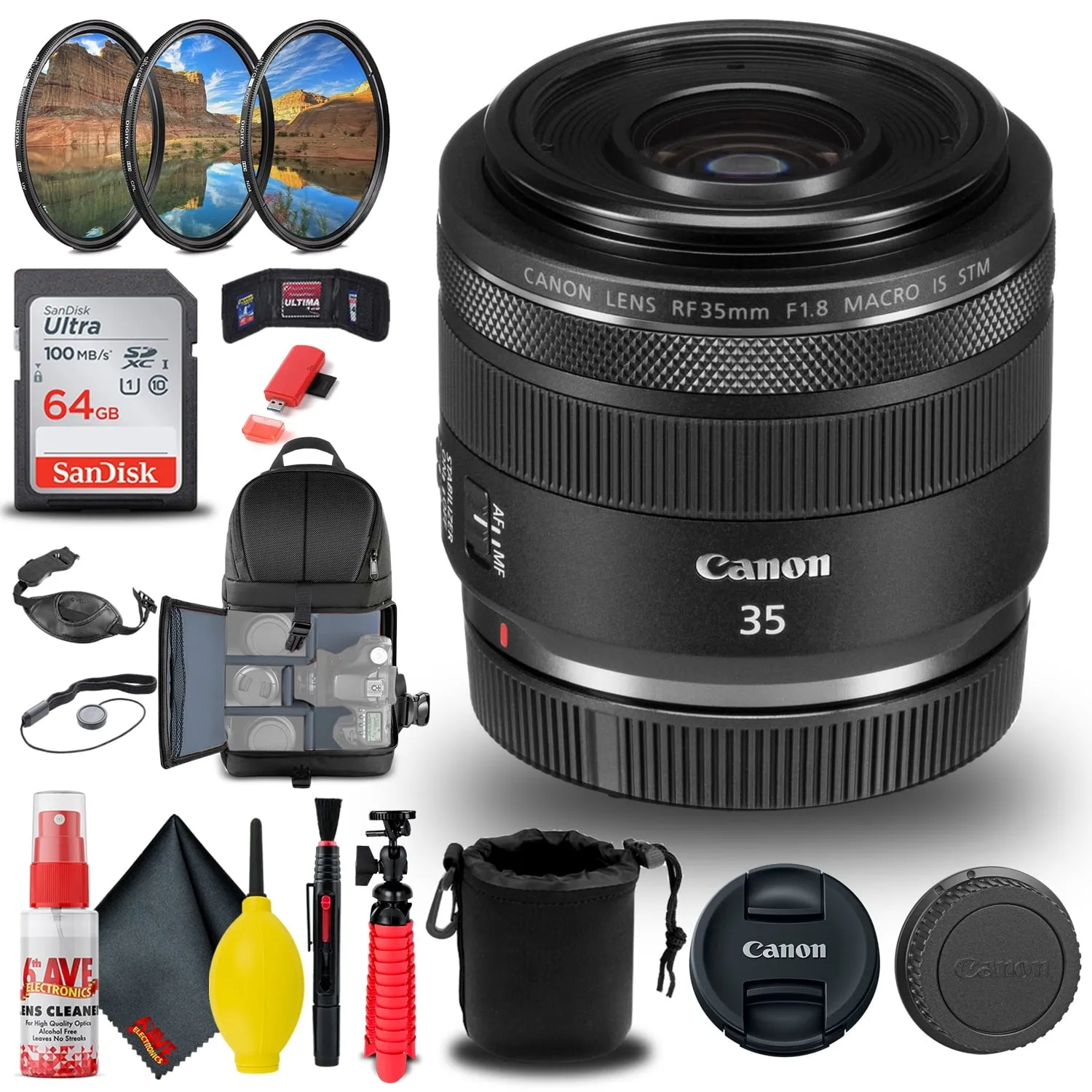 Canon RF 35mm f/1.8 IS Macro STM Lens (2973C002)   Filter Kit   BackPack   More