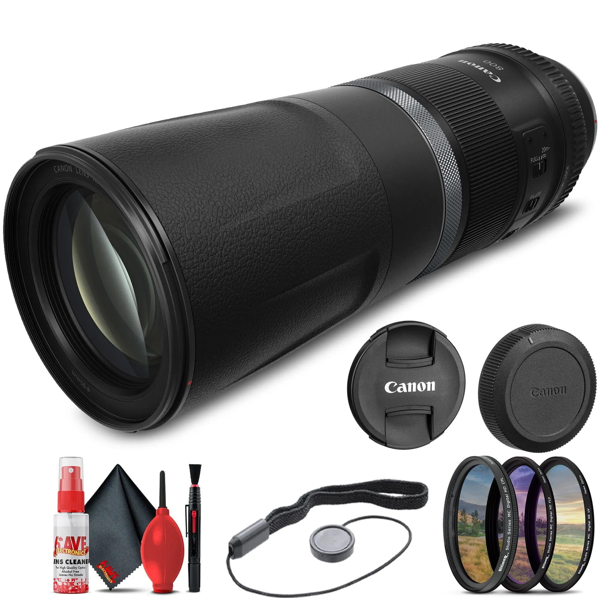 Canon RF 800mm f/11 IS STM Lens (3987C002)   UV Filter   Cap Keeper Base Bundle