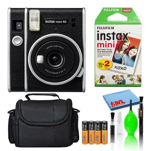 Fujifilm Instax Mini 40 Instant Film Camera with 20-Films   Bag   4-Batteries