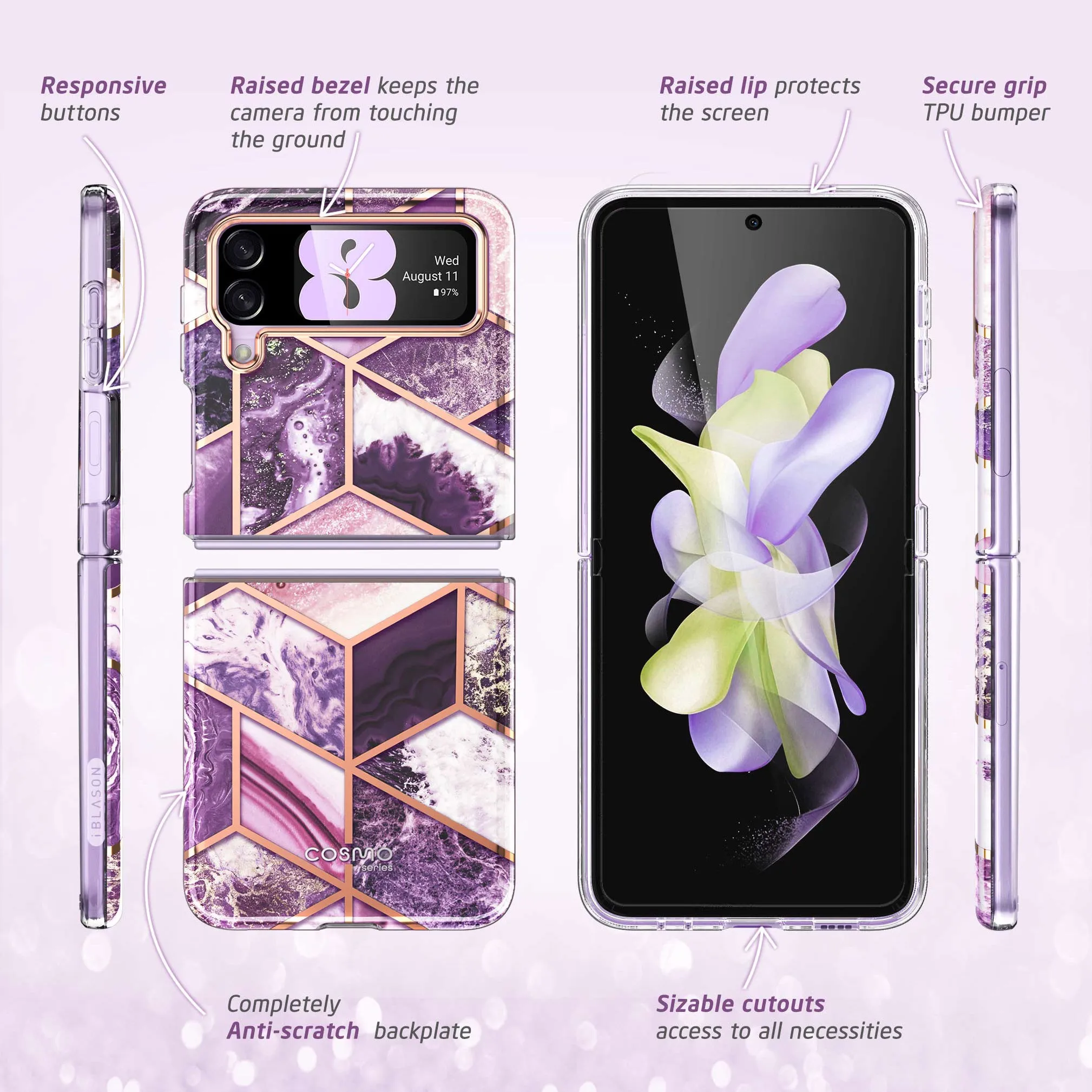 Galaxy Z Flip4 Cosmo - Marble Purple