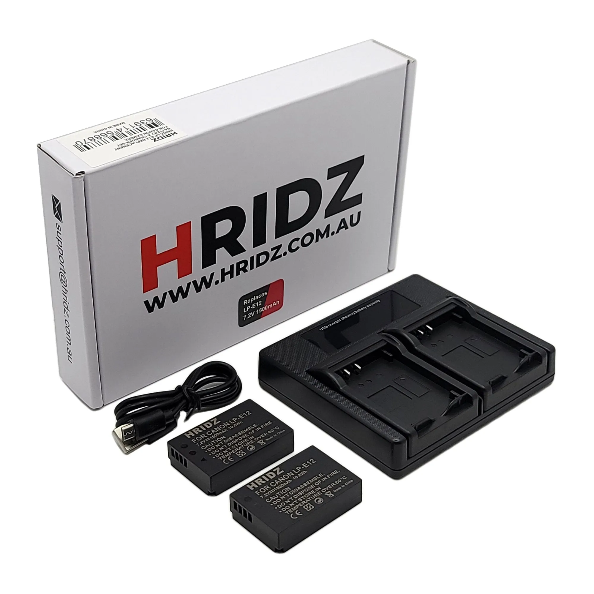 Hridz 2-Pack LP-E12 Battery Combo Pack for Canon EOS M M2 M10 M50 M100 M200 SL1 SX70 HS