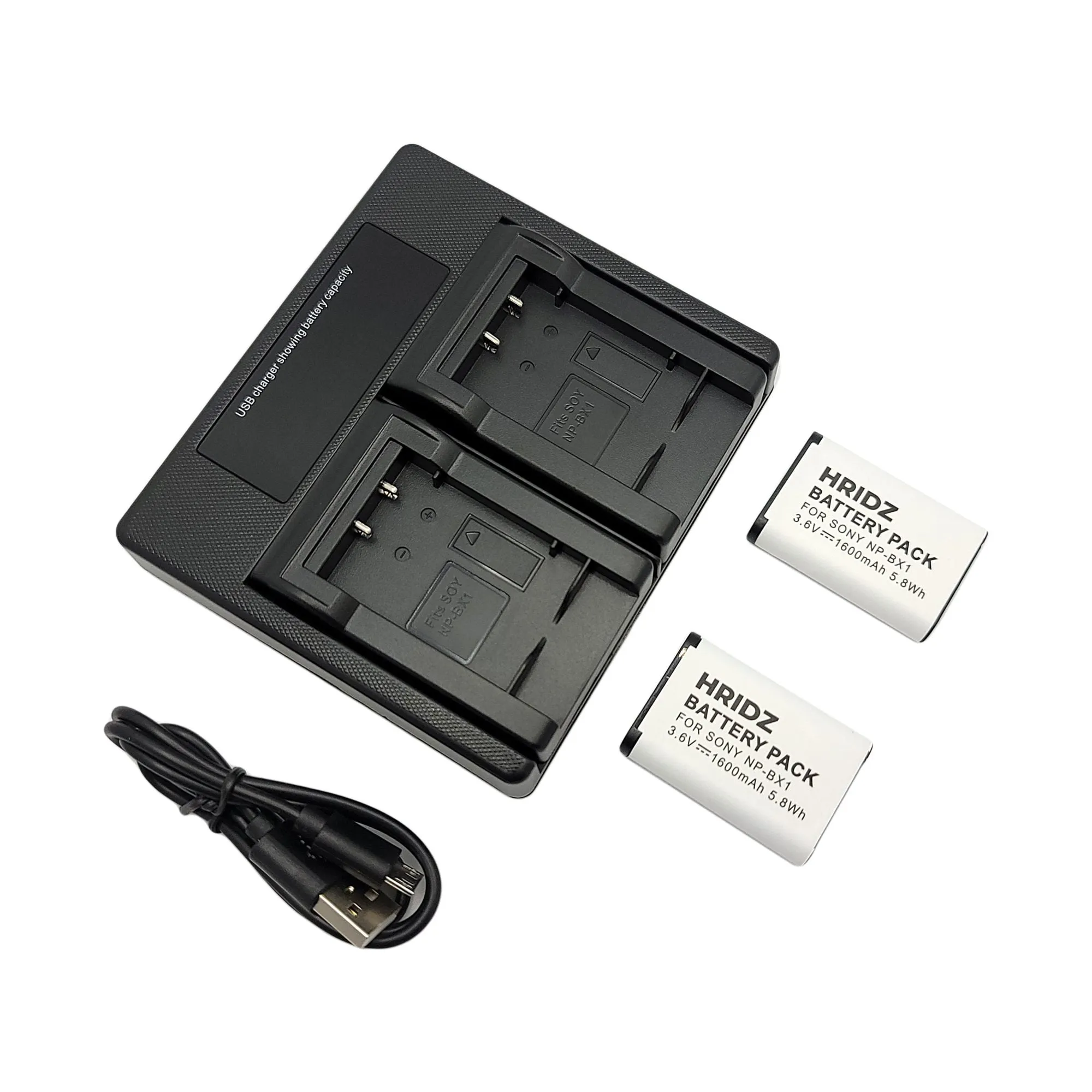 Hridz 2pcs 1600mAh NP-BX1 Battery with LCD Dual Charger for Sony RX100