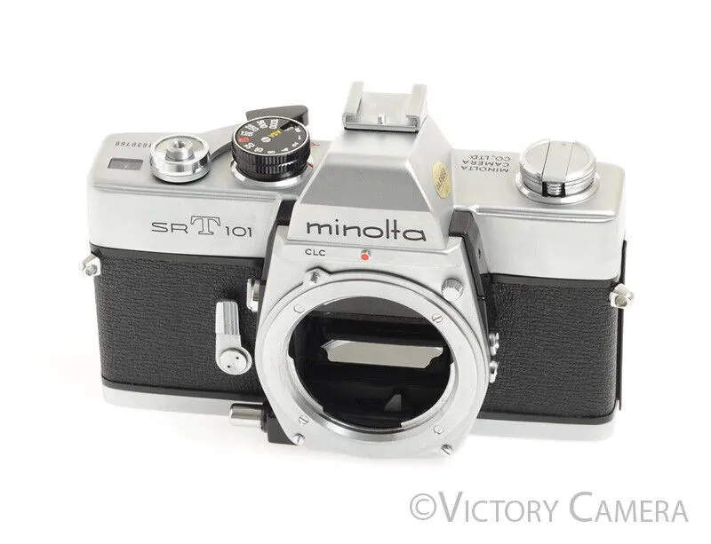 Minolta SRT101 SRT 101 Chrome 35mm Film SLR Camera Body -New Seals-