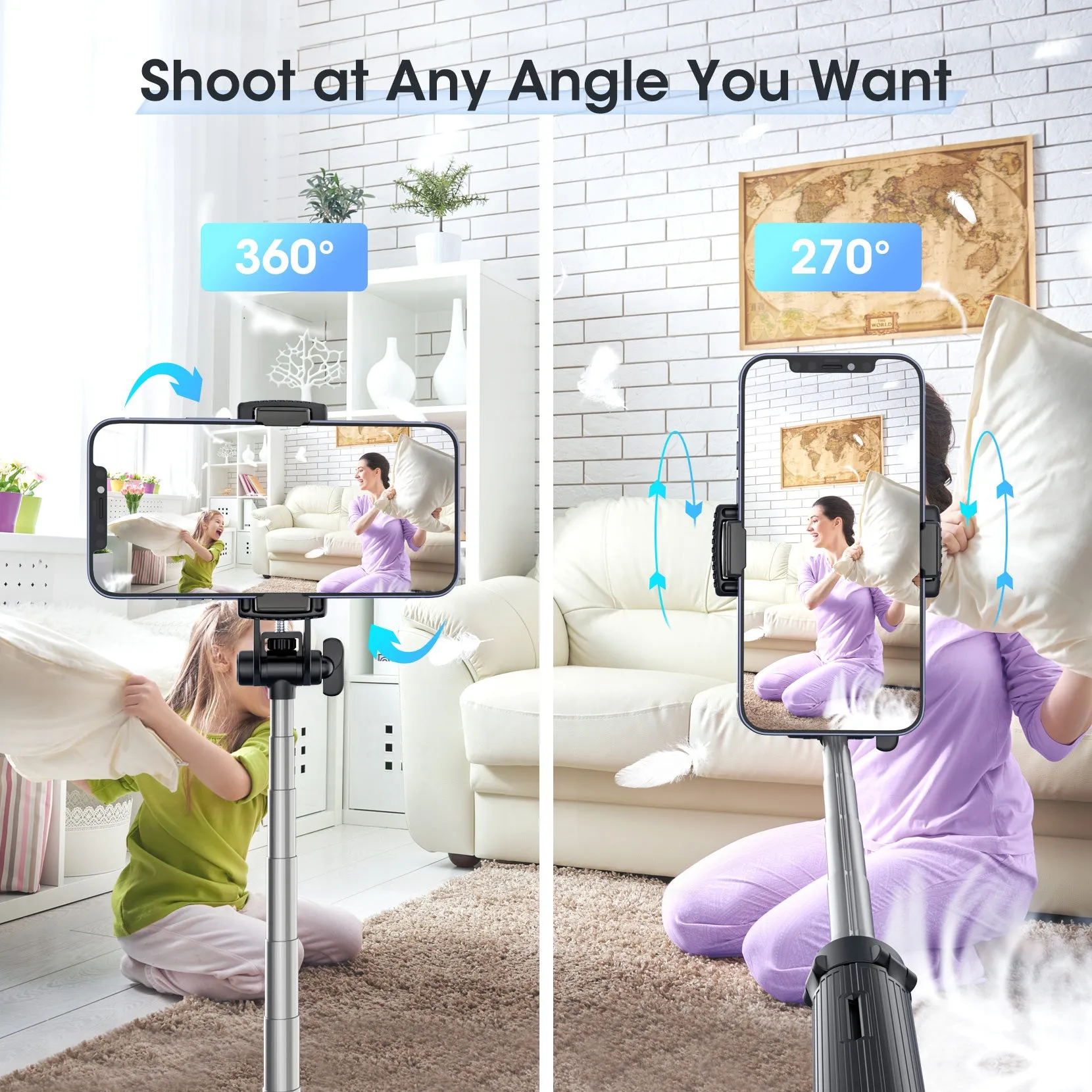 Mpow All in One Extendable Phone Tripod Stand with Bluetooth Remote,Stable Bracket