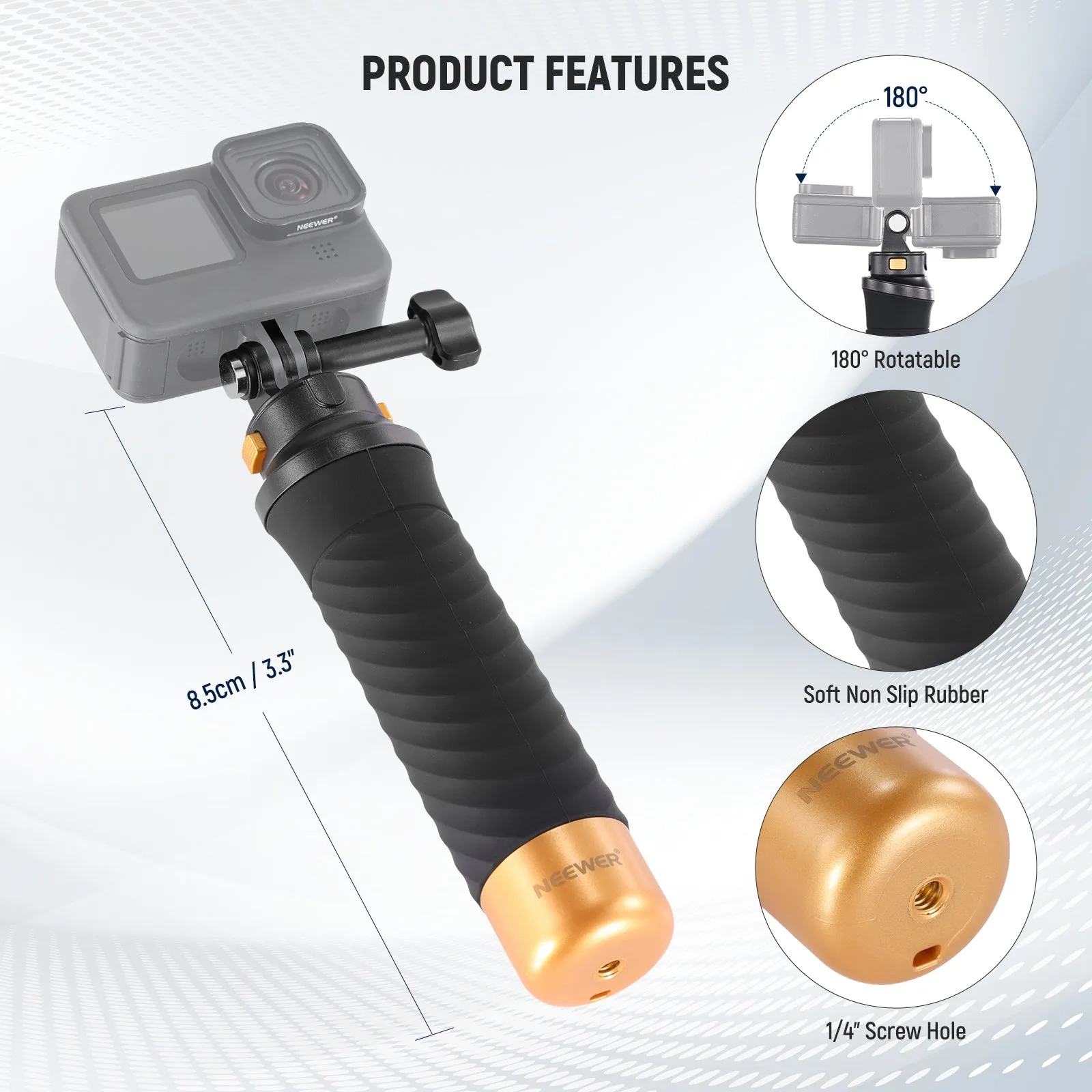 NEEWER GP23 Floating Hand Grip Compatible with Action Camera