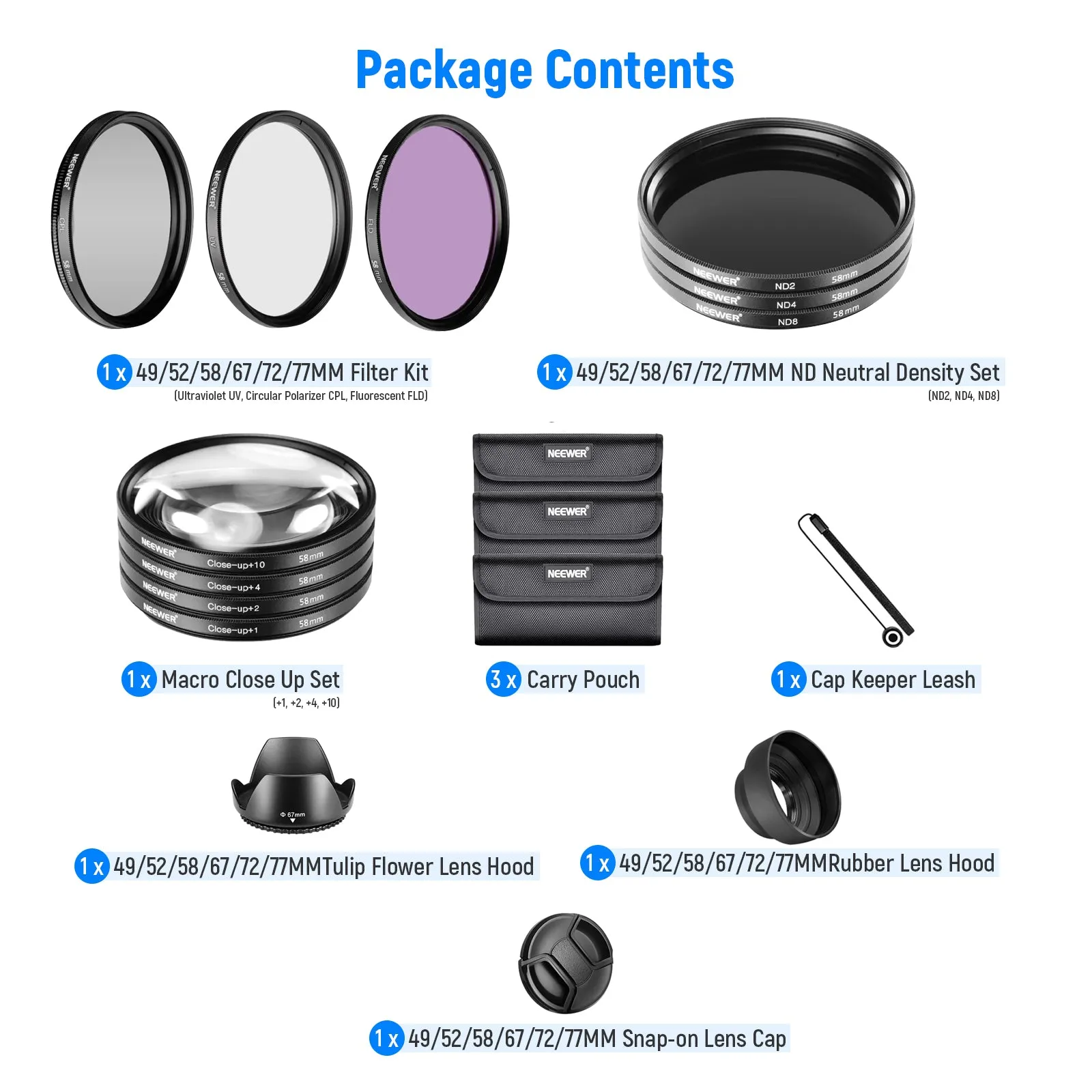 NEEWER Lens Filter and Accessory Kit