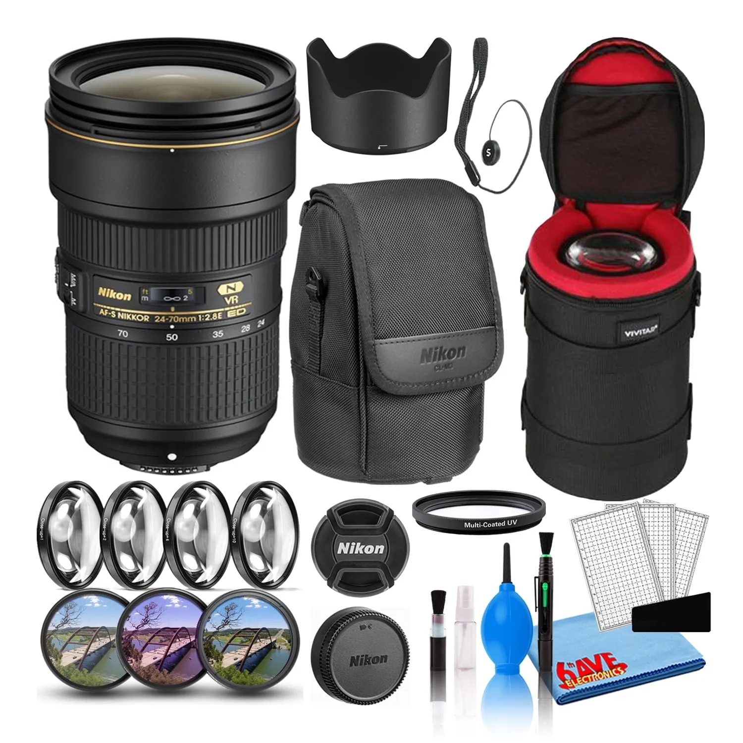 Nikon AF-S 24-70mm f/2.8E ED VR Zoom Lens (20052) Intl Model Bundle