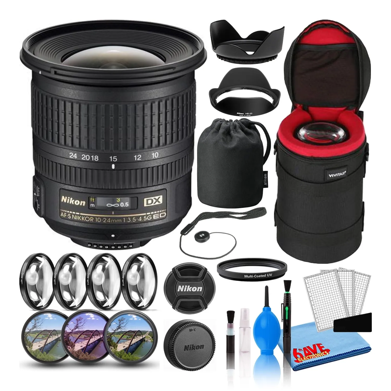 Nikon AF-S DX 10-24mm f/3.5-4.5G ED Lens (2181) Intl Model Bundle