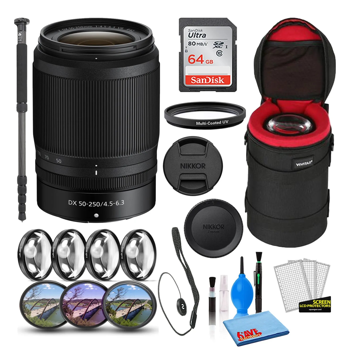 Nikon NIKKOR Z DX 50-250mm f/4.5-6.3 VR Lens Intl Model Bundle   64GB SD Card