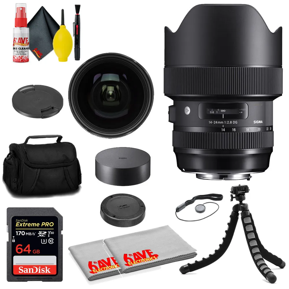 Sigma 14-24mm f/2.8 DG HSM Art Lens for Nikon F   SanDisk 64GB Card   MORE