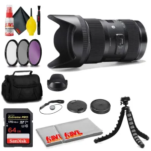 Sigma 18-35mm f/1.8 DC HSM Art Lens for Nikon F   64GB Card Bundle