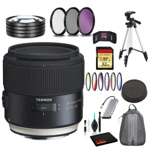 Tamron SP 35mm f/1.8 Di VC USD Lens for Nikon F Includes Cleaning Kit, 32GB Memory Kit, Tripod, and Filter Bundle